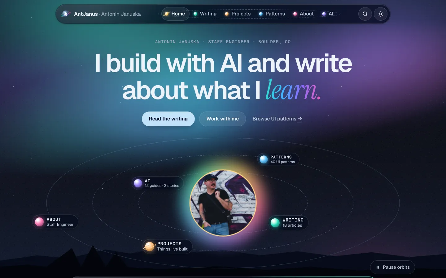 The Aurora Cosmos page design