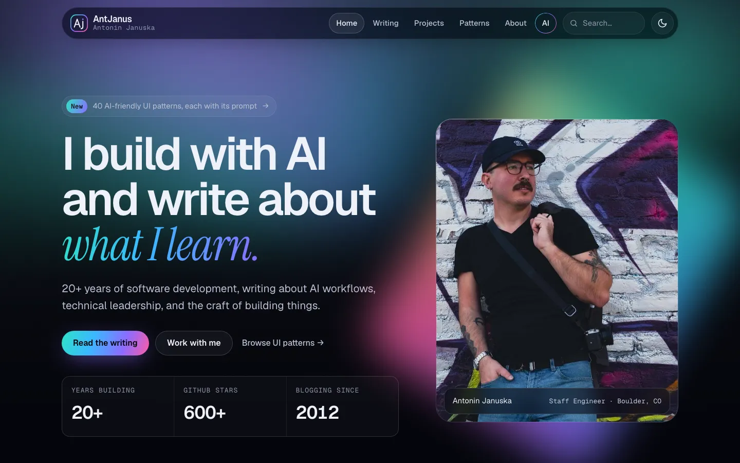 The Aurora Mesh Gradients page design