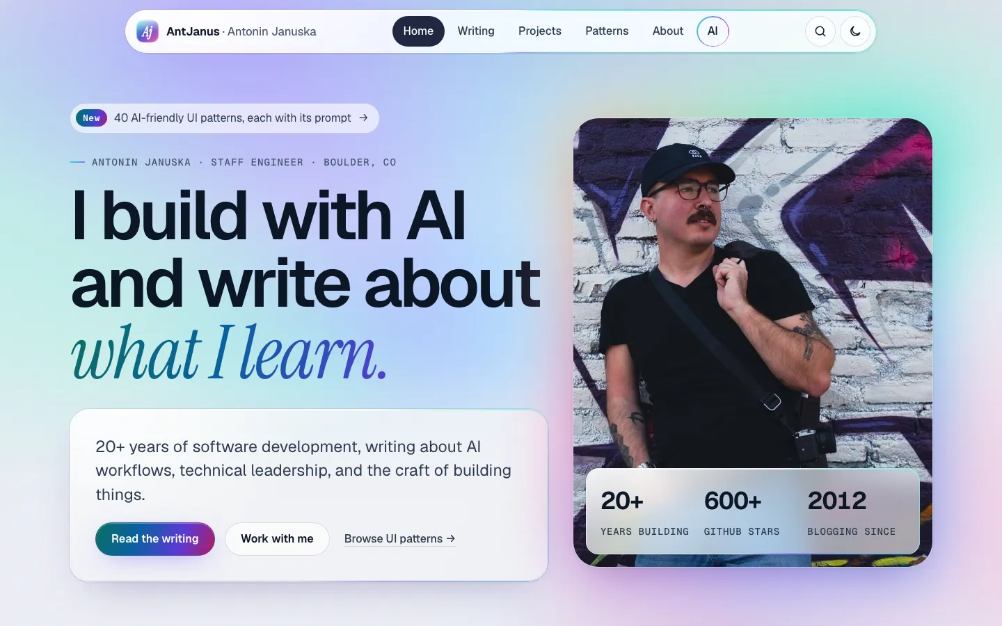 The Glass Aurora page design