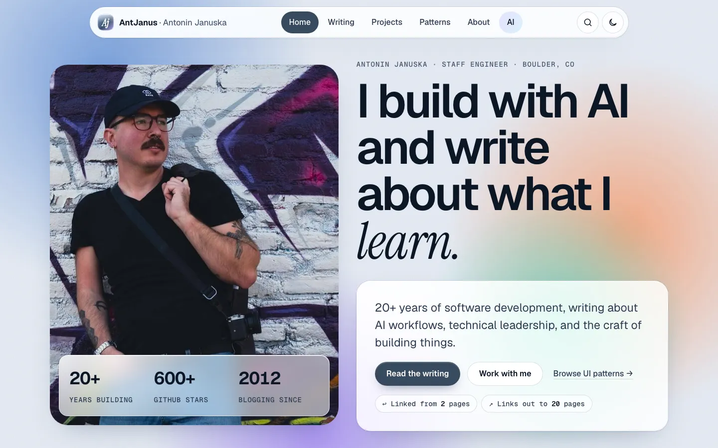 The Glass Hypertext page design