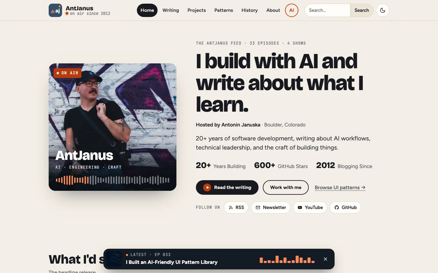 The Audio-First / Podcast page design