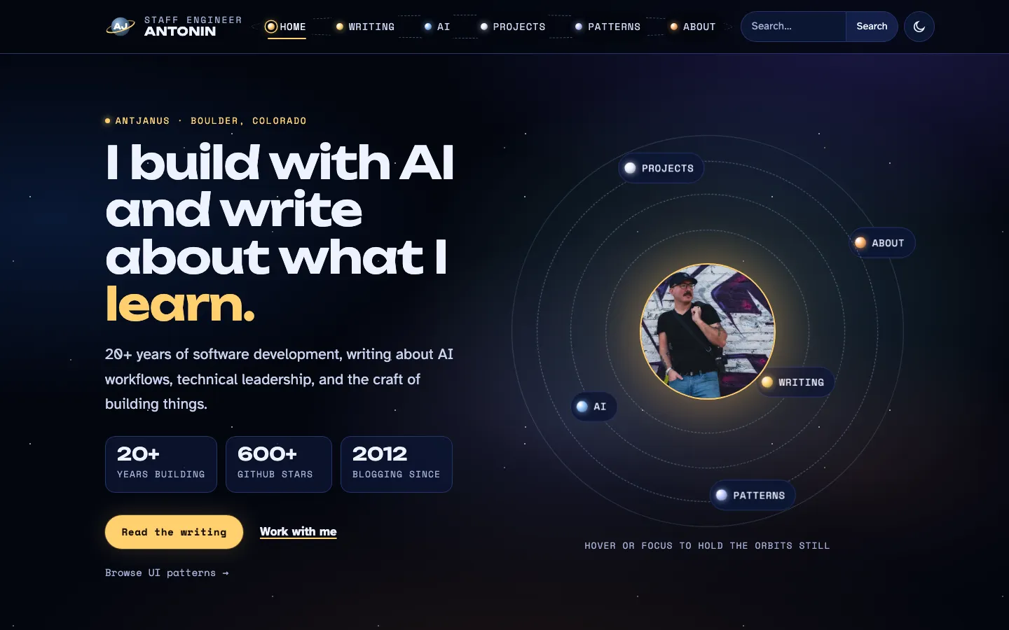 The Cosmic / Space page design