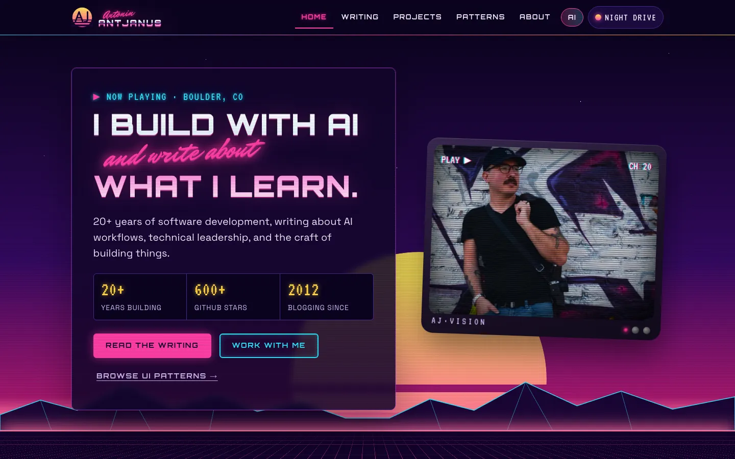The Vaporwave / Synthwave page design