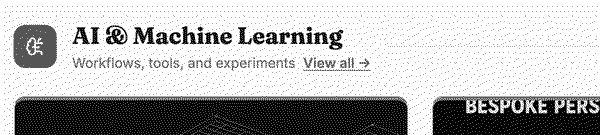 The AI section header on antjanus.com: a purple gradient rounded-square icon, a heavy serif heading, a sans-serif subtitle, and cards below with thick purple top borders