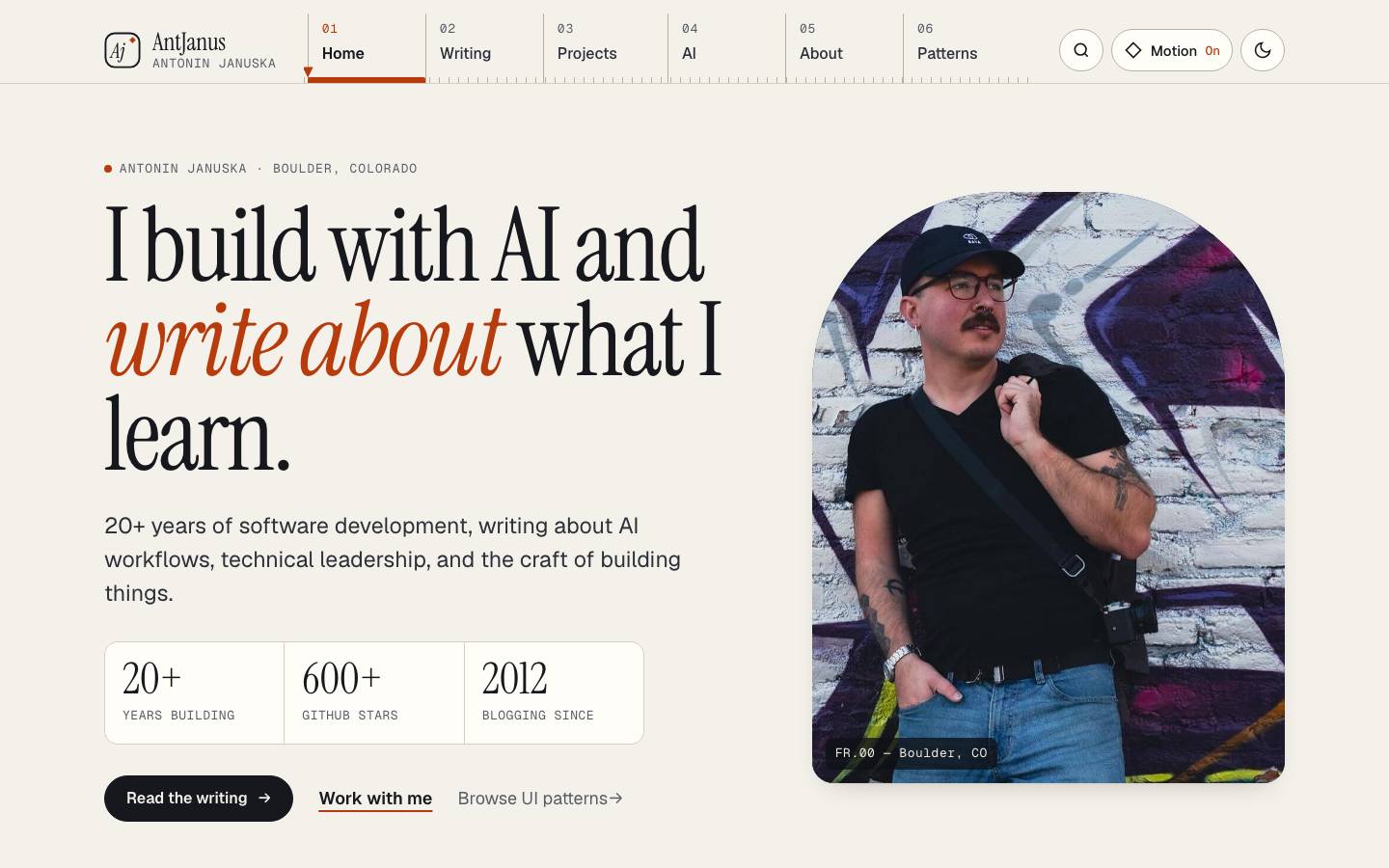 Home page of the View Transitions API redesign