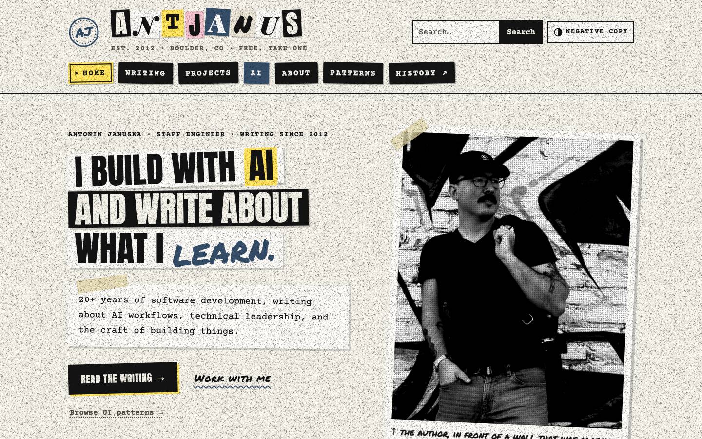 Home page of the DIY Zine redesign
