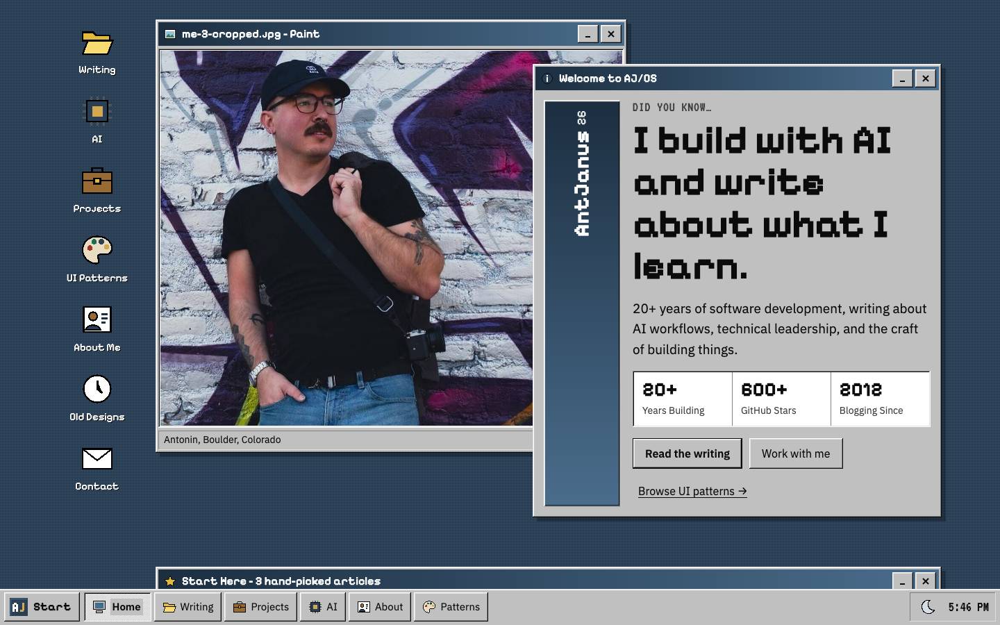 Home page of the Retro OS Desktop redesign