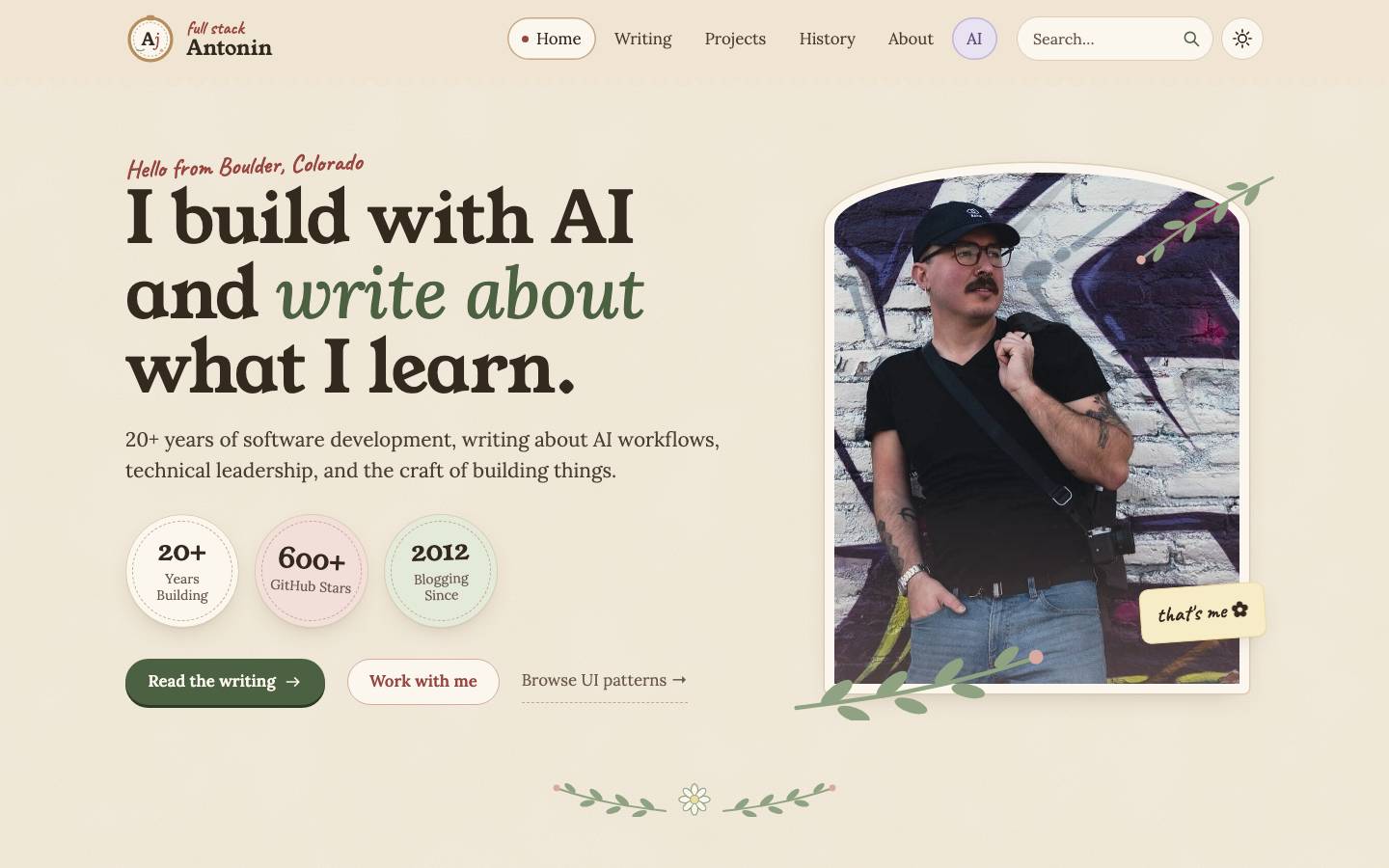 Home page of the Soft Cottagecore redesign