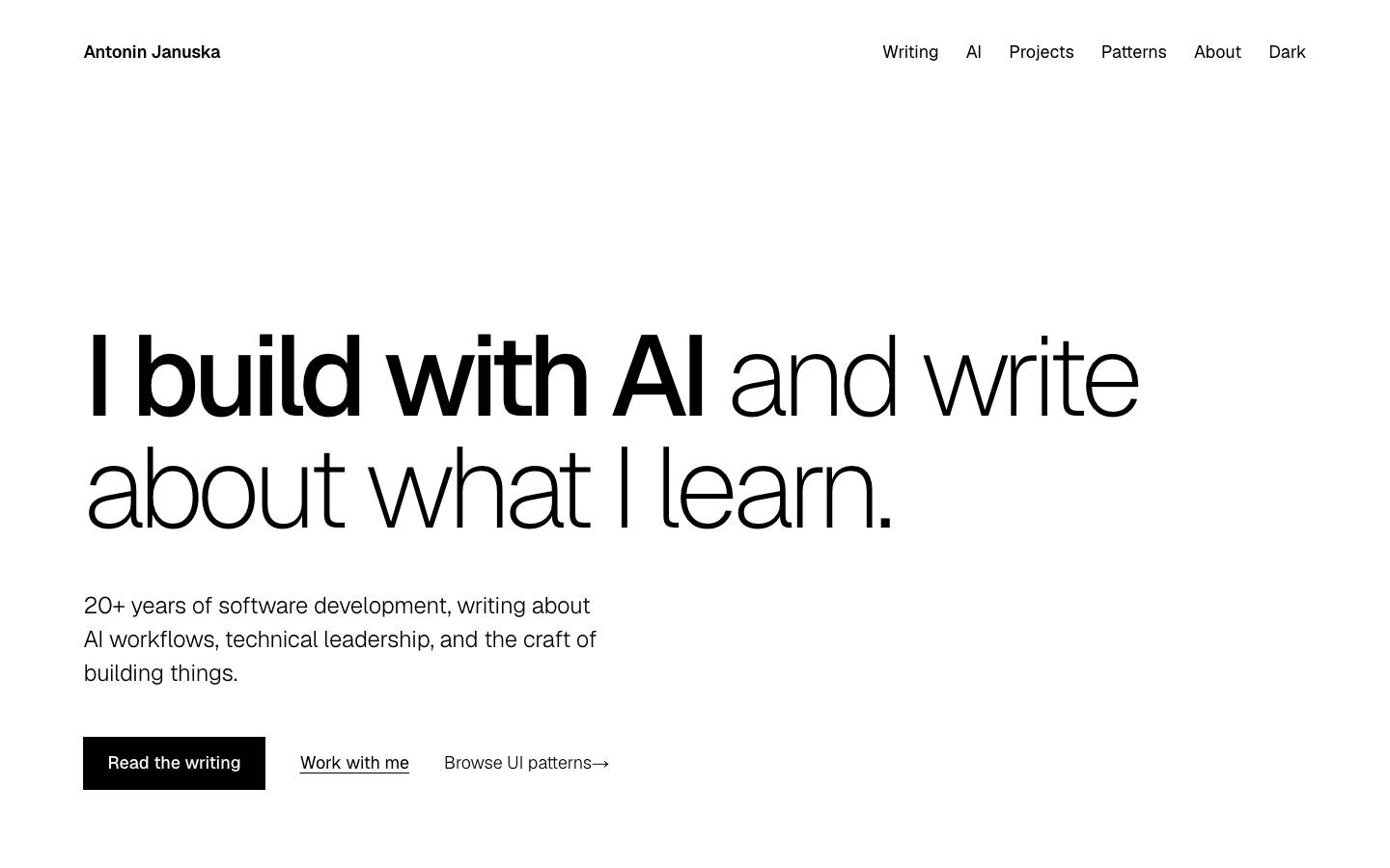 Home page of the Monochrome Minimalism redesign
