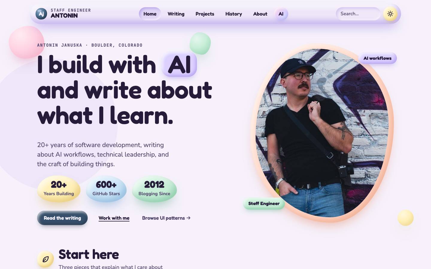 Home page of the Claymorphism redesign