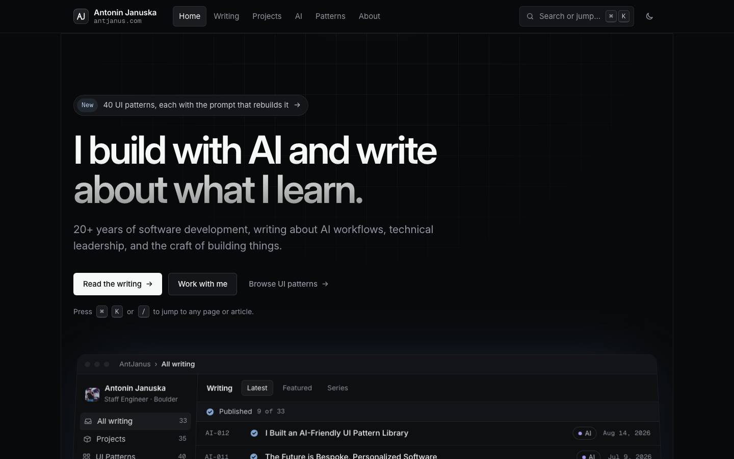 Home page of the Linear-Style Product Aesthetic redesign
