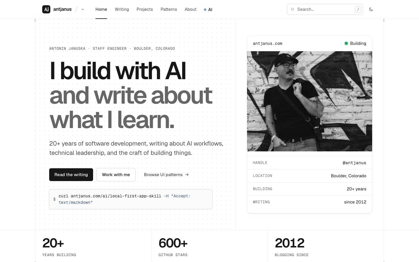 Home page of the Geist / Developer Minimal redesign