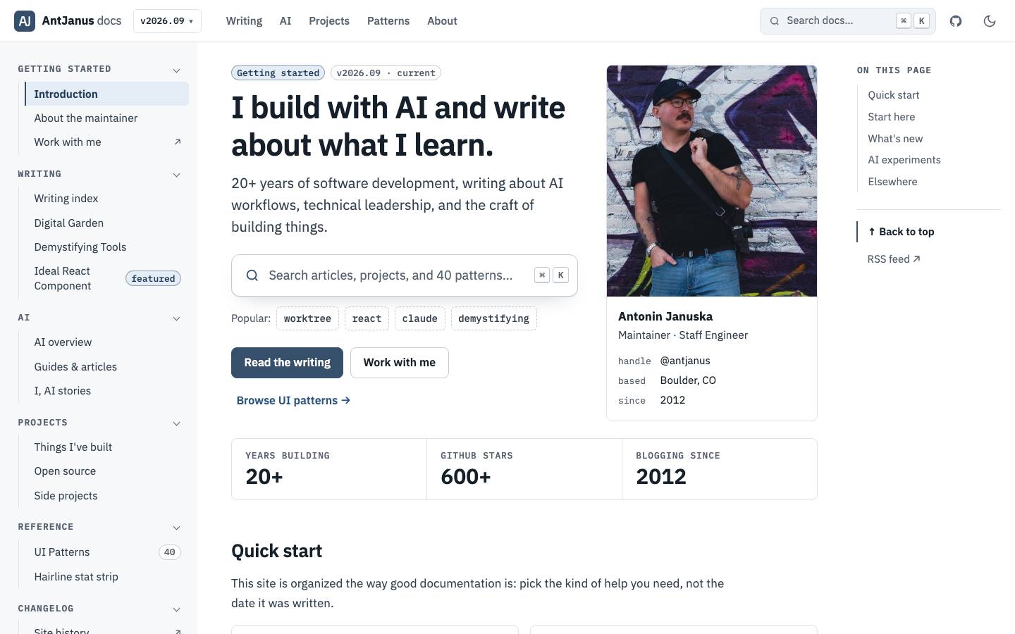 Home page of the Documentation-Site Layout redesign