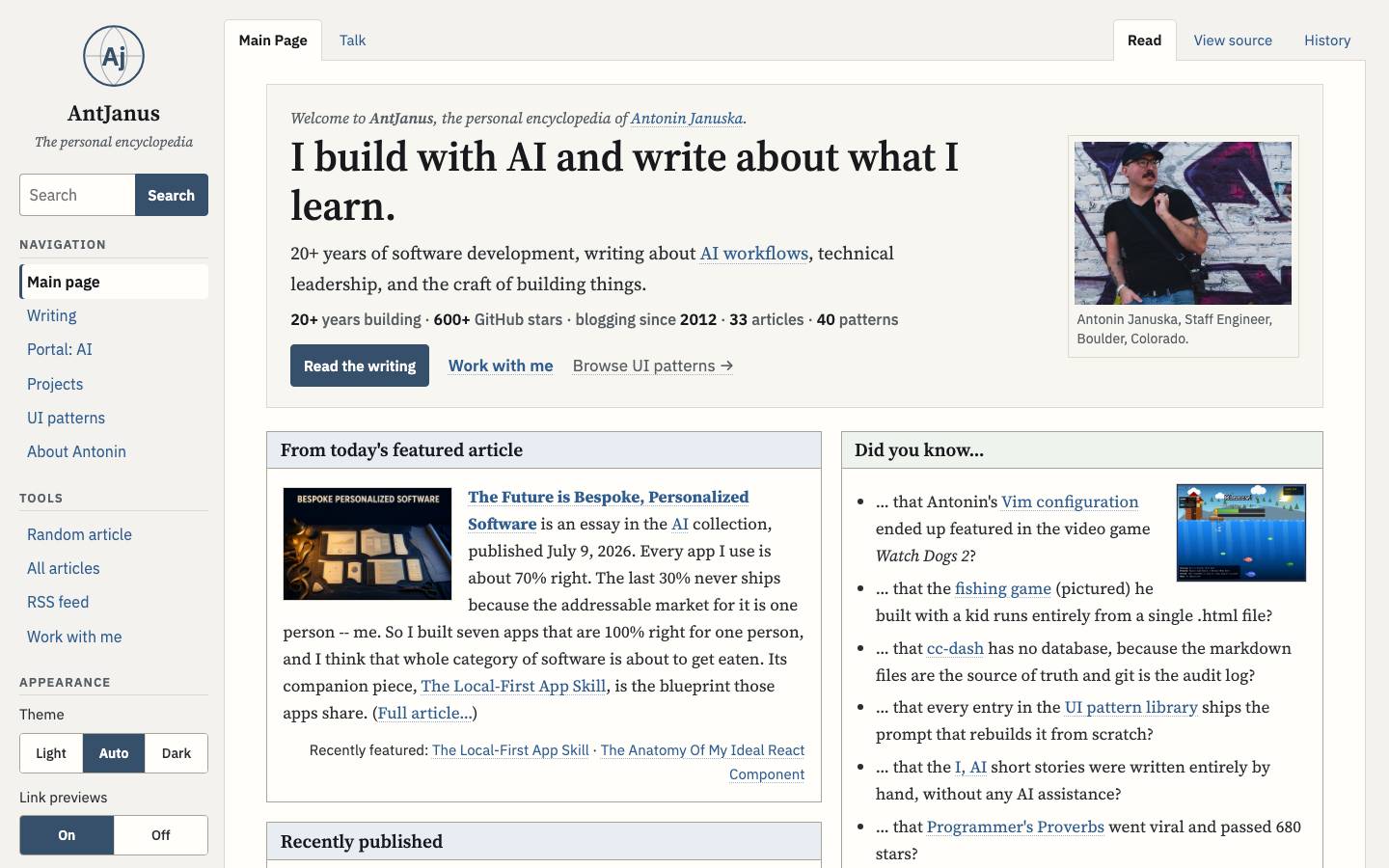 Home page of the Hypertext Wiki redesign