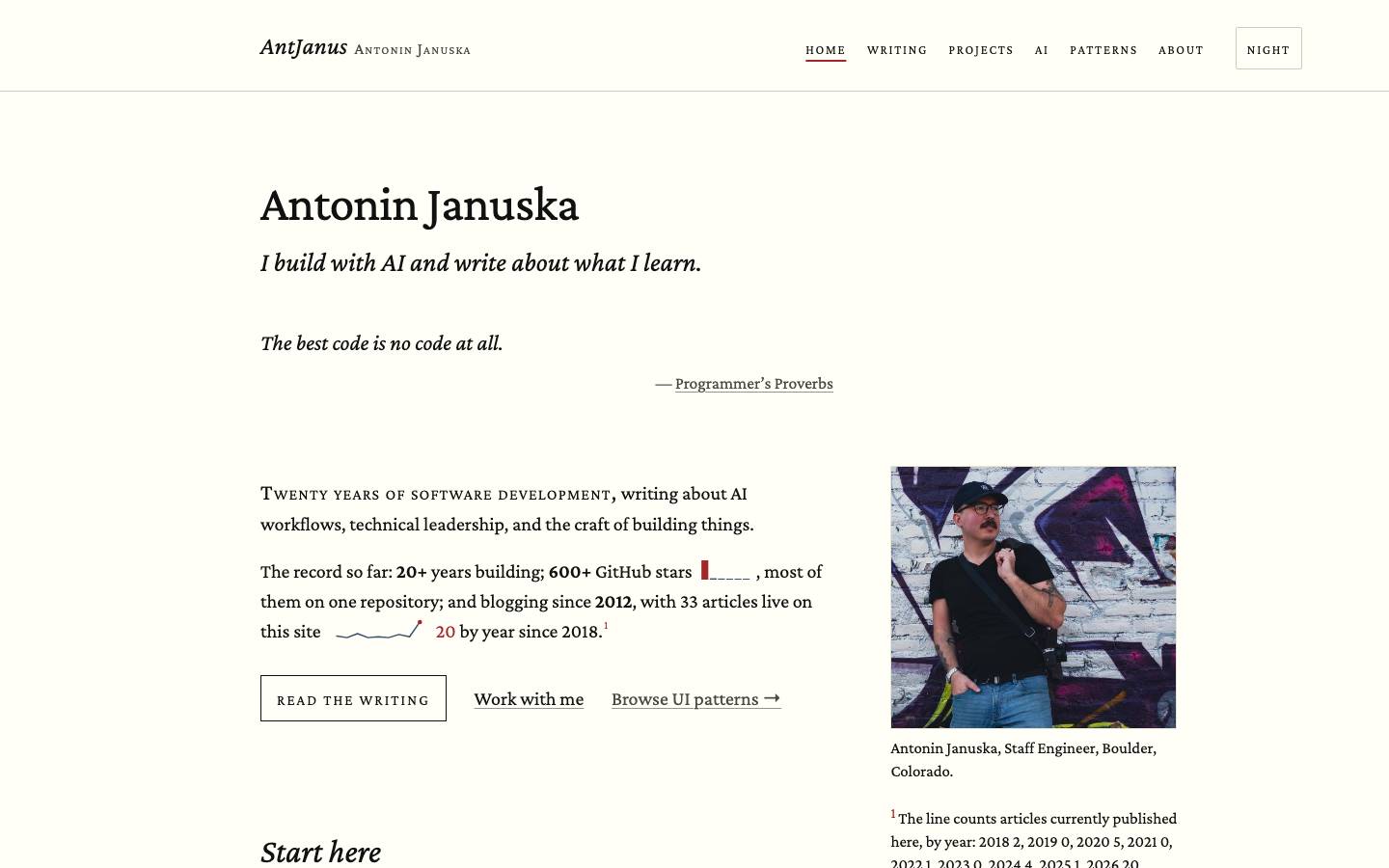 Home page of the Tufte Handout redesign