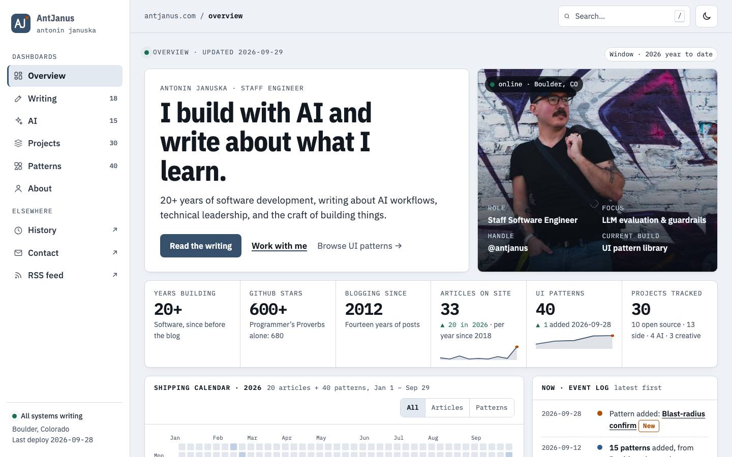 Home page of the Personal Dashboard redesign