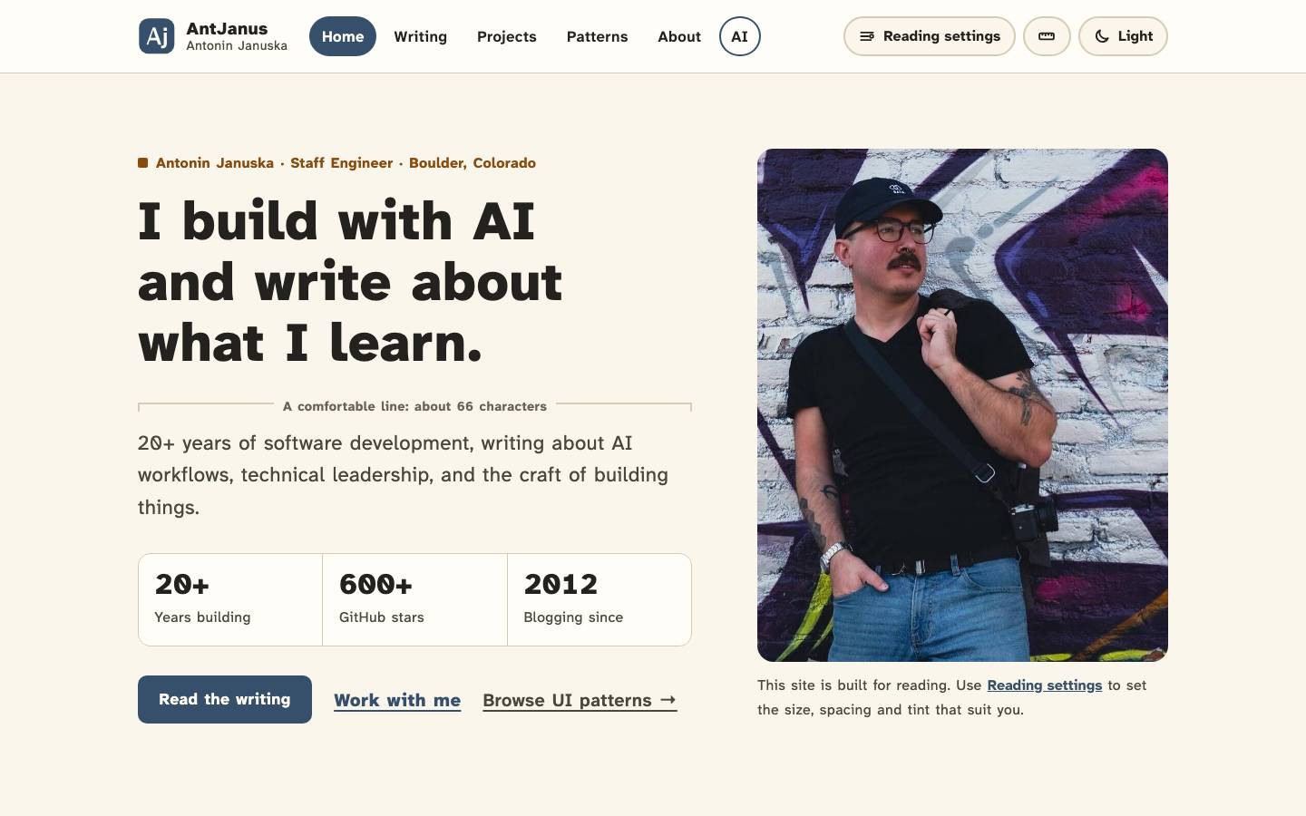 Home page of the Readability Research redesign