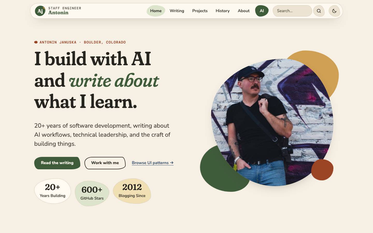 Home page of the Organic Blobs redesign