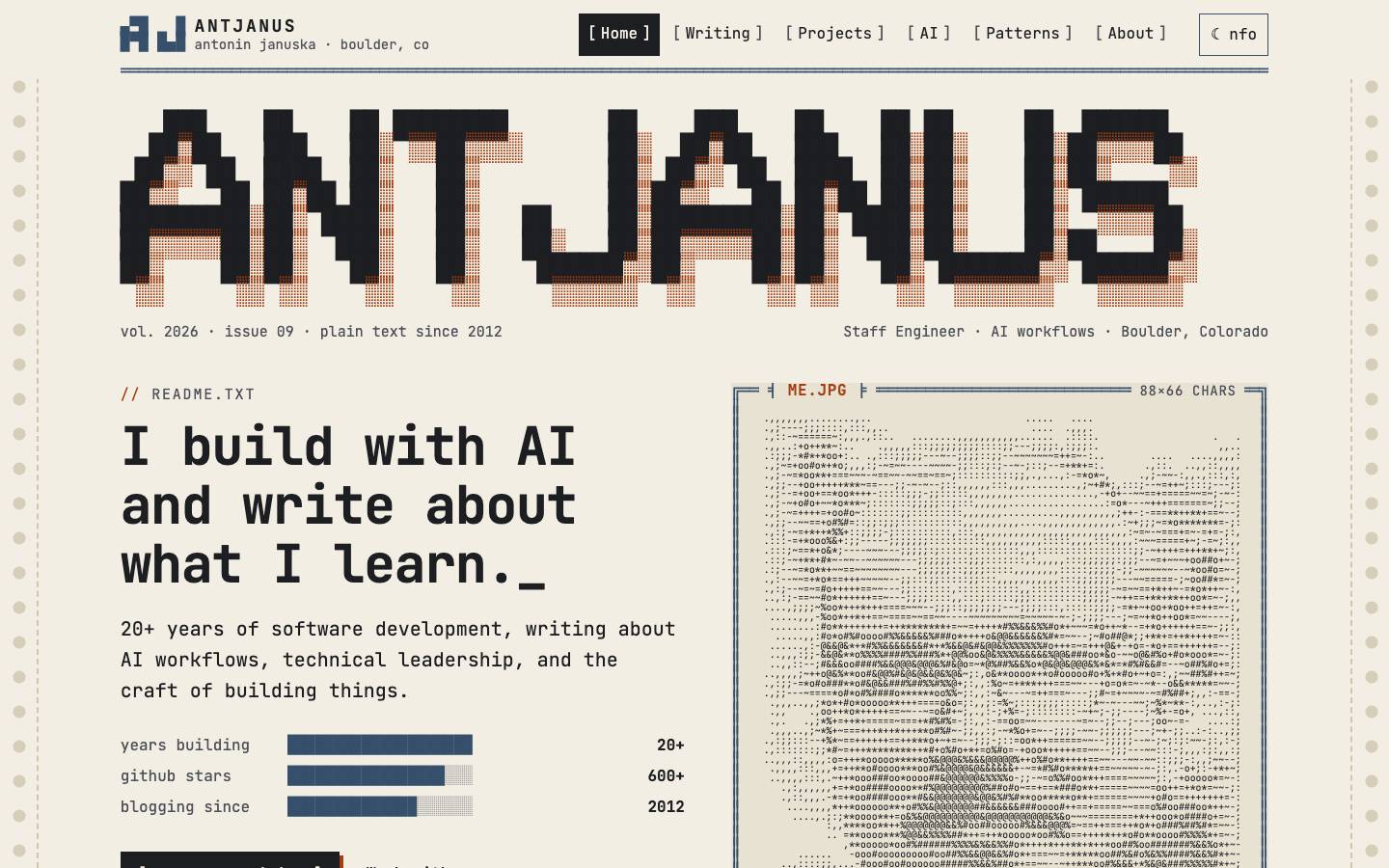 Home page of the ASCII Art redesign