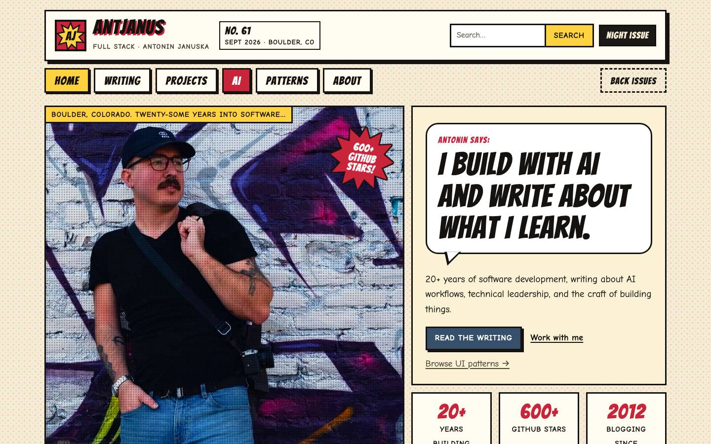 Home page of the Comic Book Panels redesign