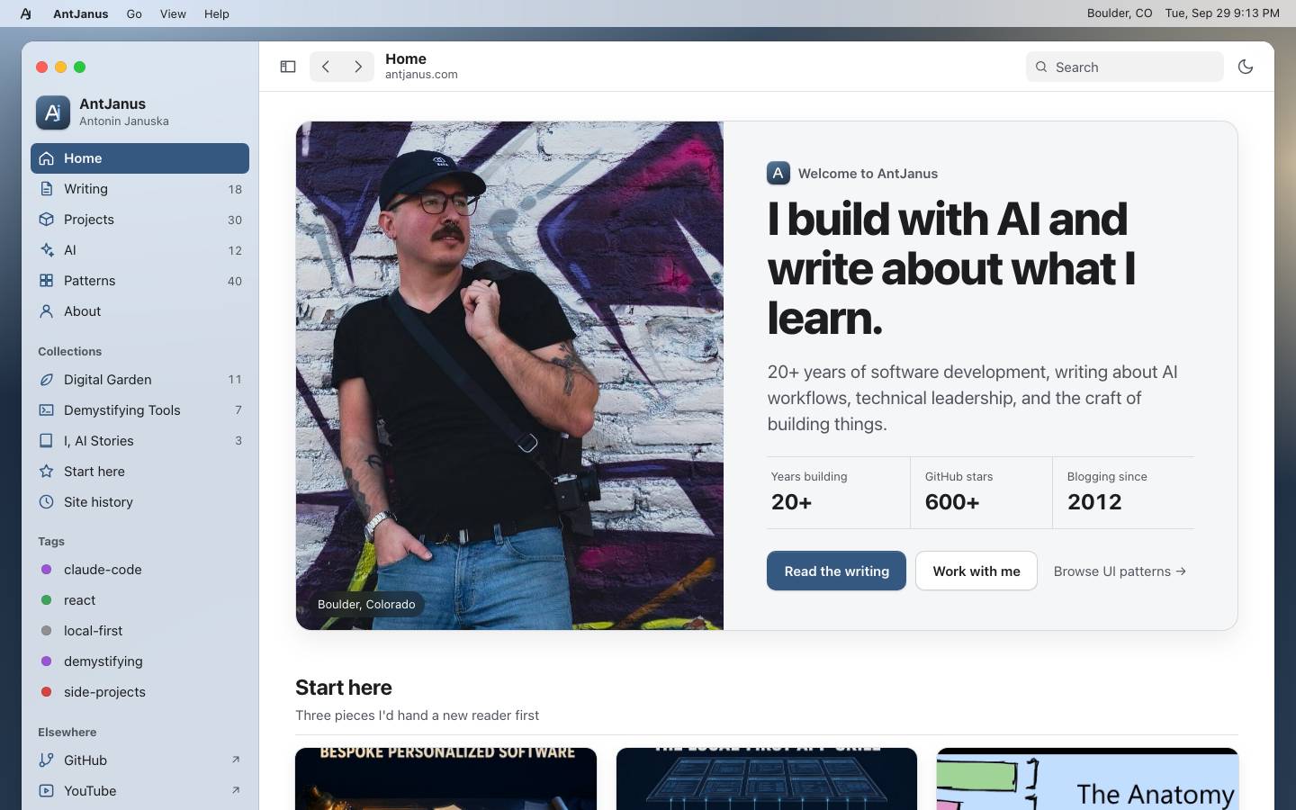 Home page of the Native App Feel (macOS) redesign