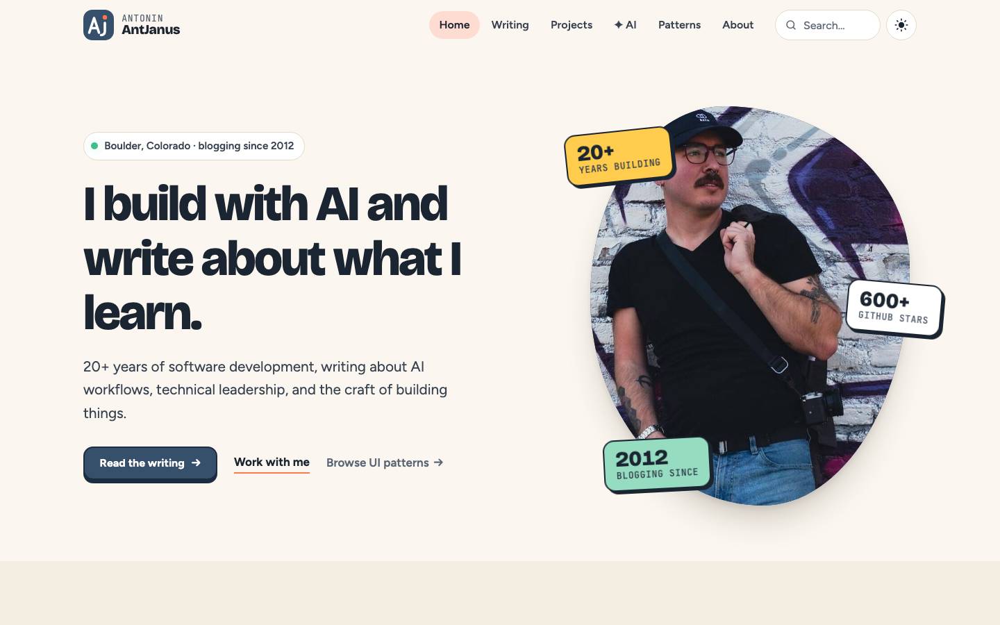 Home page of the Micro-Interaction Rich redesign