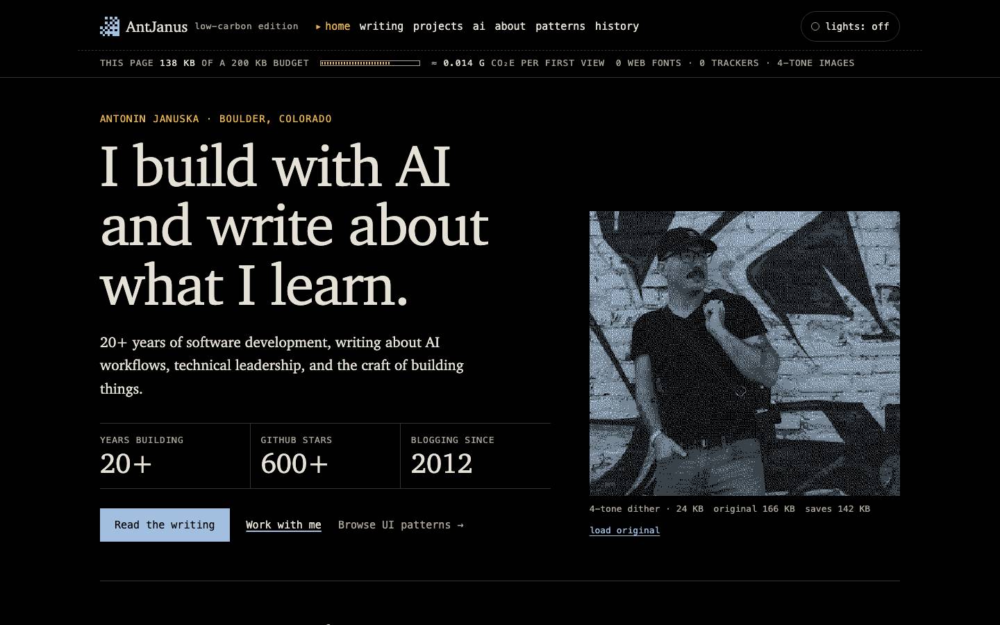 Home page of the Low-Carbon Web Design redesign