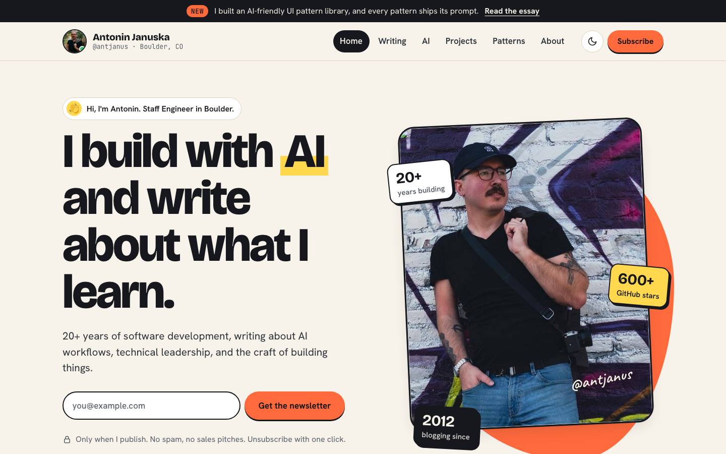Home page of the Personal Brand / Creator redesign