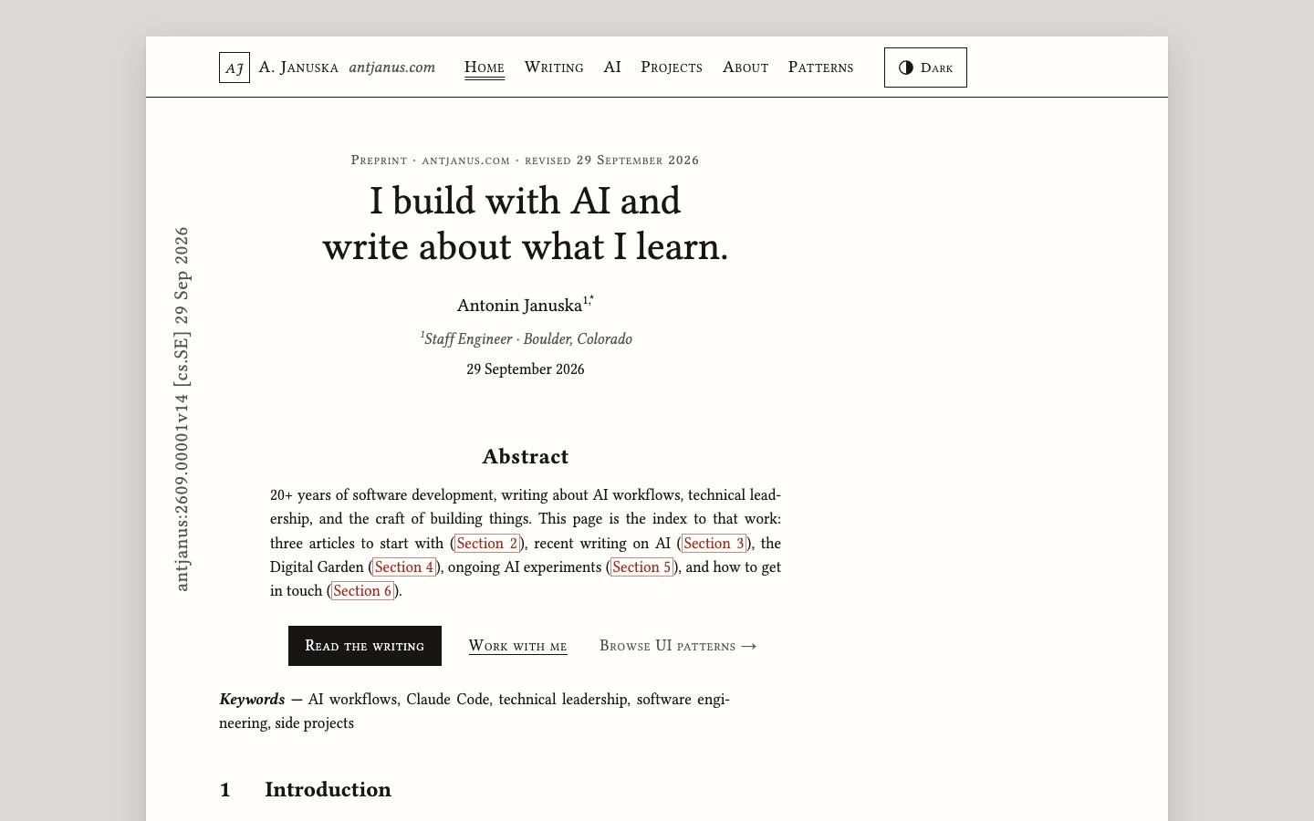 Home page of the Academic Paper redesign