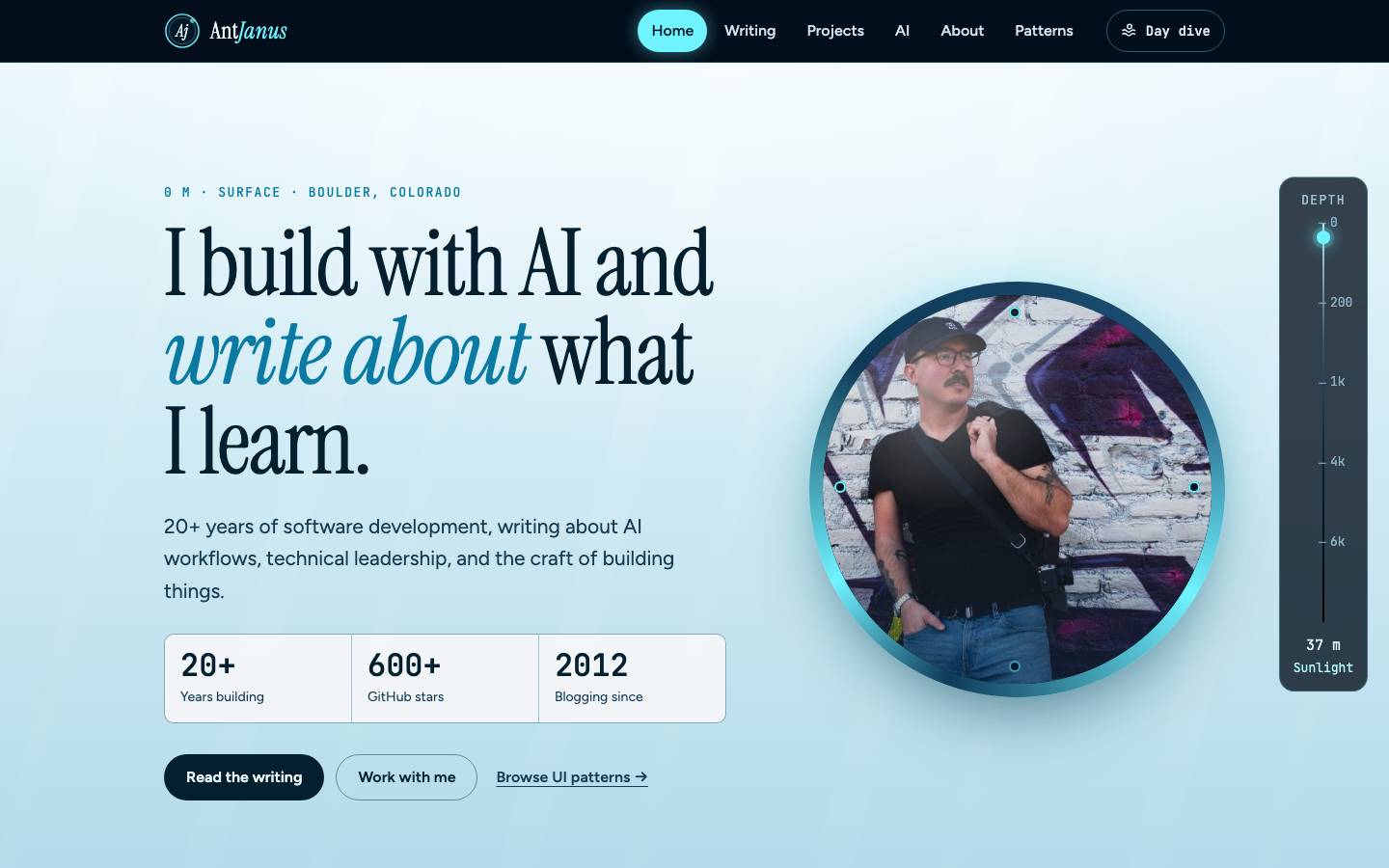 Home page of the Ocean Depth redesign