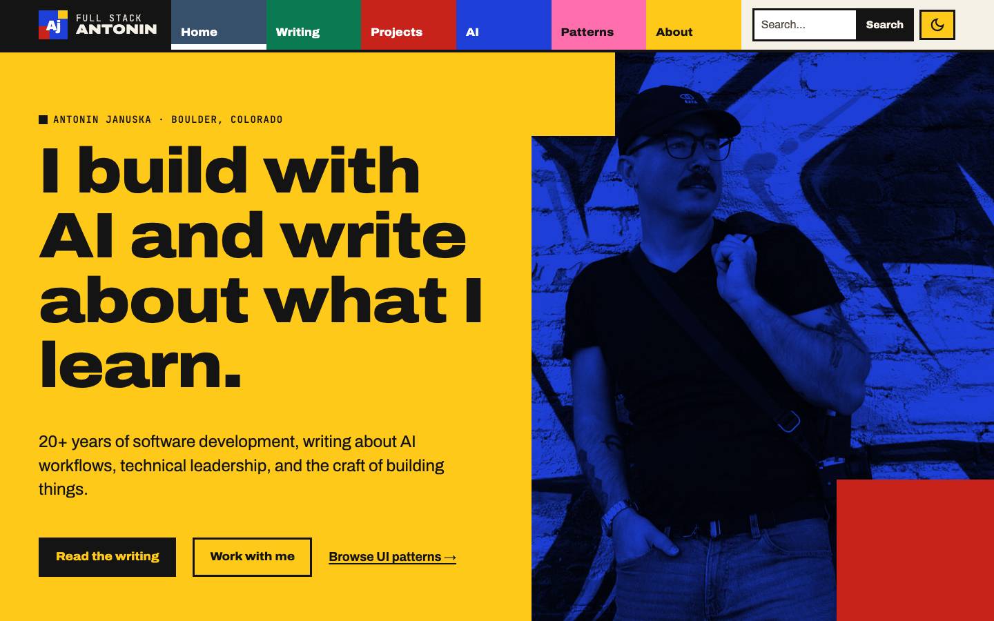Home page of the Color Blocking redesign