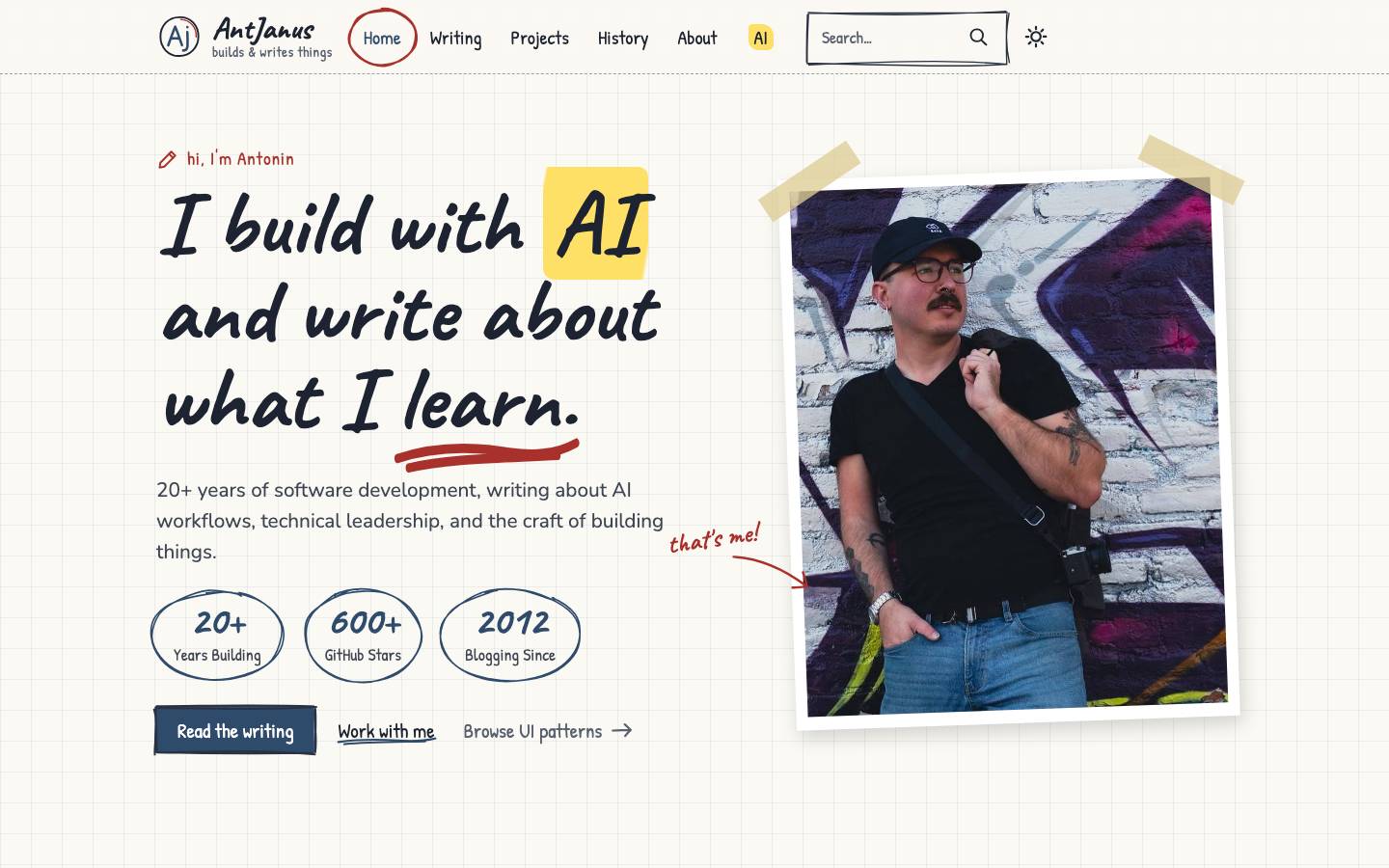 Home page of the Hand-Drawn Sketch UI redesign